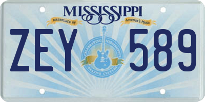 MS license plate ZEY589