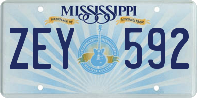 MS license plate ZEY592