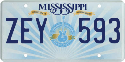 MS license plate ZEY593