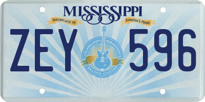 MS license plate ZEY596