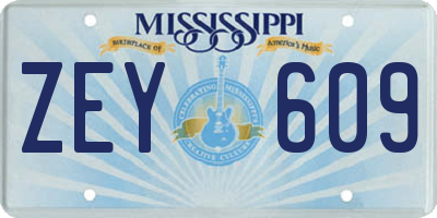 MS license plate ZEY609