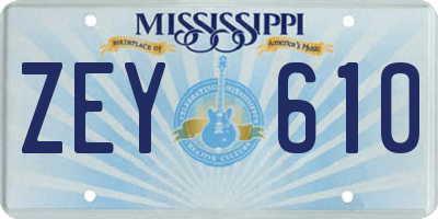 MS license plate ZEY610