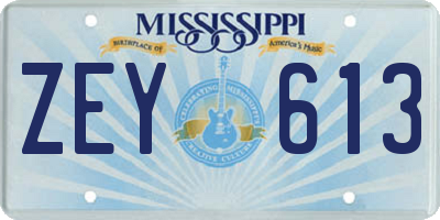 MS license plate ZEY613