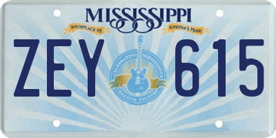 MS license plate ZEY615