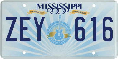 MS license plate ZEY616