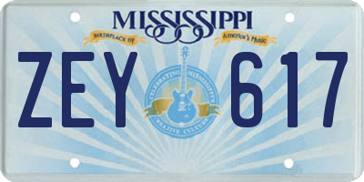MS license plate ZEY617
