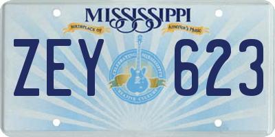 MS license plate ZEY623