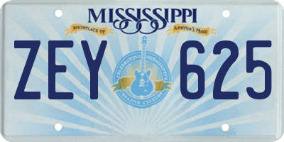 MS license plate ZEY625
