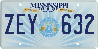 MS license plate ZEY632