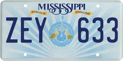 MS license plate ZEY633