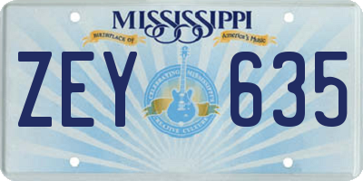 MS license plate ZEY635