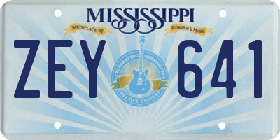 MS license plate ZEY641