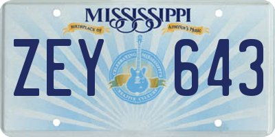 MS license plate ZEY643