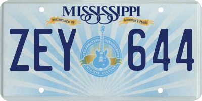 MS license plate ZEY644