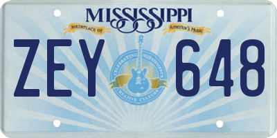 MS license plate ZEY648