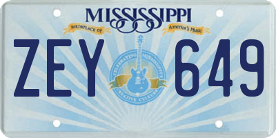 MS license plate ZEY649
