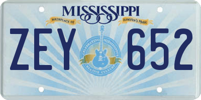 MS license plate ZEY652