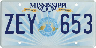 MS license plate ZEY653