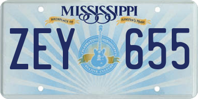 MS license plate ZEY655