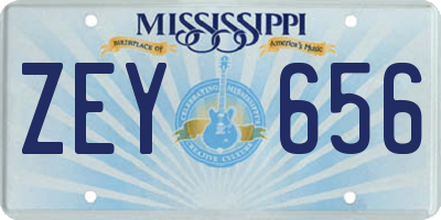 MS license plate ZEY656