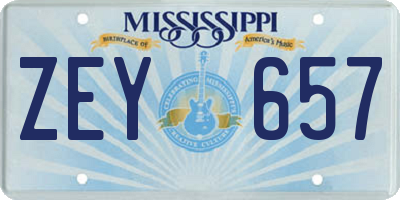 MS license plate ZEY657