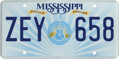 MS license plate ZEY658