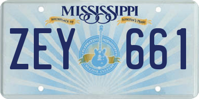 MS license plate ZEY661