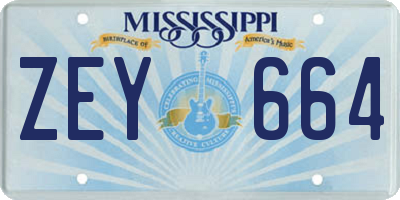 MS license plate ZEY664