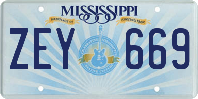 MS license plate ZEY669