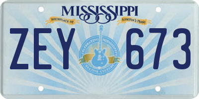 MS license plate ZEY673