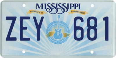 MS license plate ZEY681