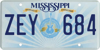 MS license plate ZEY684
