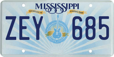 MS license plate ZEY685