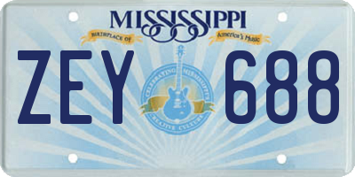 MS license plate ZEY688