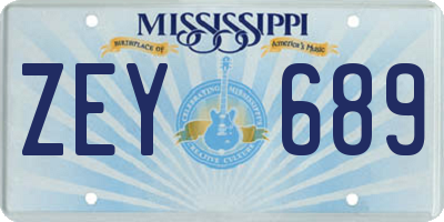 MS license plate ZEY689