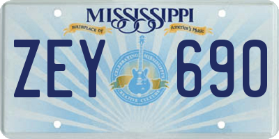 MS license plate ZEY690