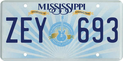 MS license plate ZEY693