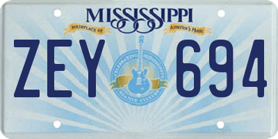 MS license plate ZEY694