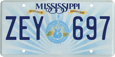 MS license plate ZEY697