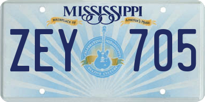 MS license plate ZEY705