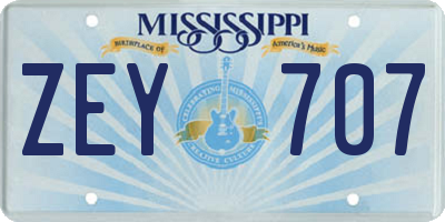 MS license plate ZEY707