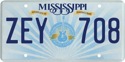 MS license plate ZEY708