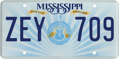 MS license plate ZEY709