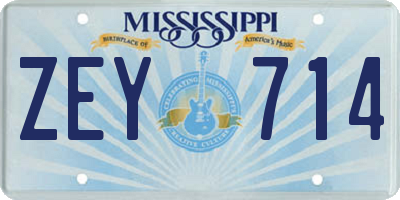 MS license plate ZEY714