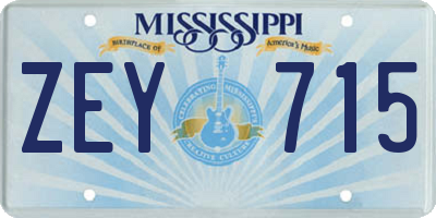 MS license plate ZEY715