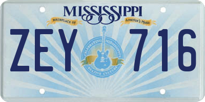 MS license plate ZEY716