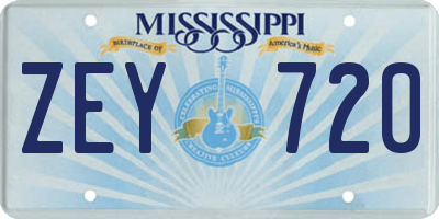 MS license plate ZEY720