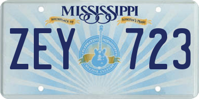 MS license plate ZEY723