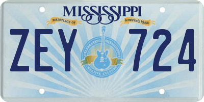 MS license plate ZEY724