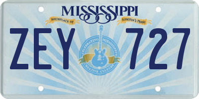 MS license plate ZEY727